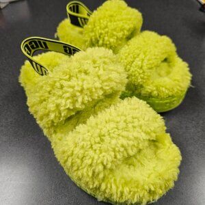 UGG OH Fluffita Slippers Yellow Logo Women's Sizes 10